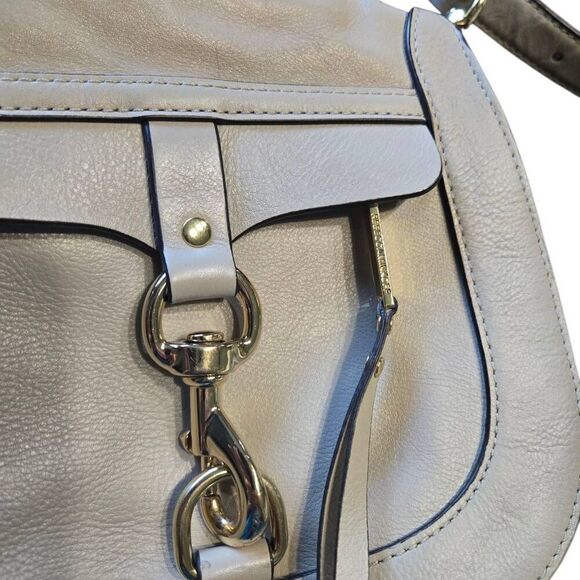 Rebecca Minkoff Dog Clip Saddle Bag Crossbody Adjustable White Leather - Picture 4 of 7